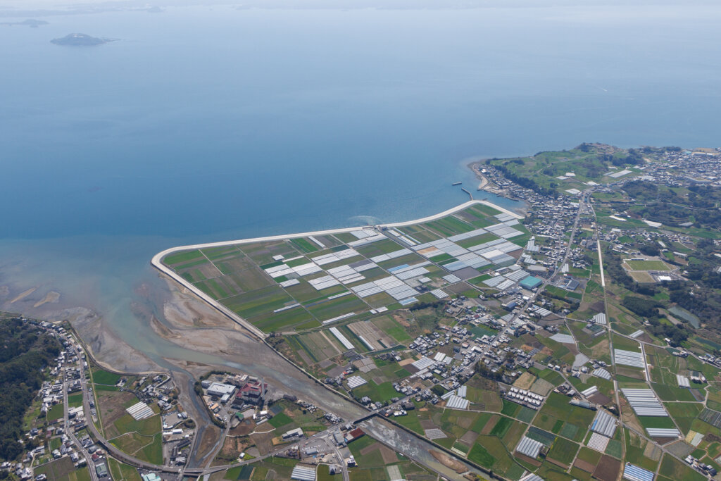 南島原市上空からの景色