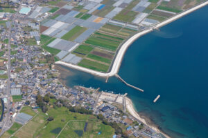 南島原市上空からの景色