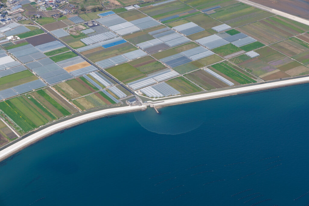 南島原市上空からの景色